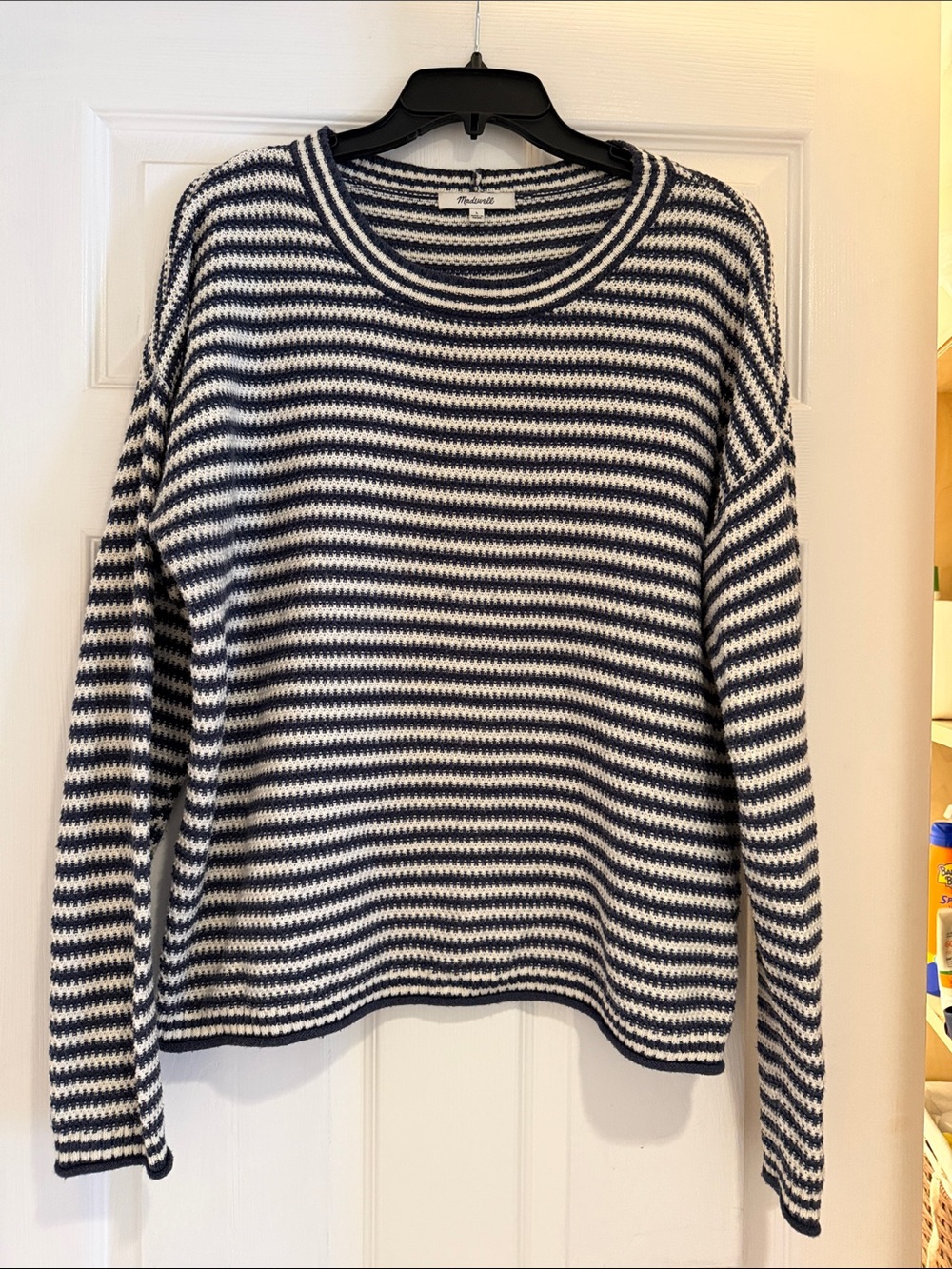 Striped Knit Sweater in Navy and White